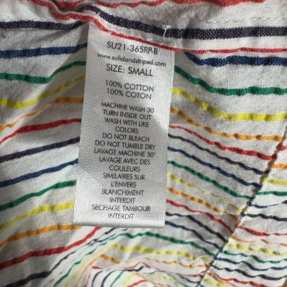 Solid & Striped The Indigo Dress in Rainbow Pinstripe S small smocked midi - Picture 11 of 11